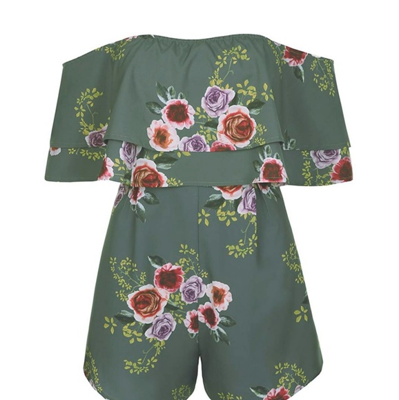 Off Shoulder Floral Romper - Picture 5 of 7